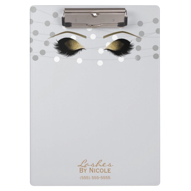 Porte-bloc Chaîne blanche Lumières Gold Maquillage Eyes Lashe (Devant)