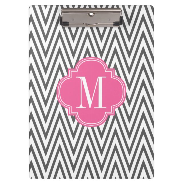 Porte-bloc Charbon de bois Girly et rayures roses de Chevron (Devant)