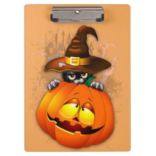 Porte-bloc Chat à sorcière mignonne et amis Citrouilles d'Hal
