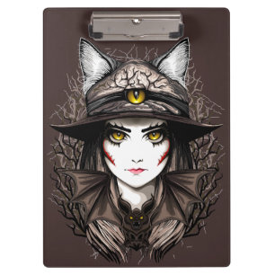 Porte-bloc Chat de sorcière Halloween Déplaisant Portrait mig