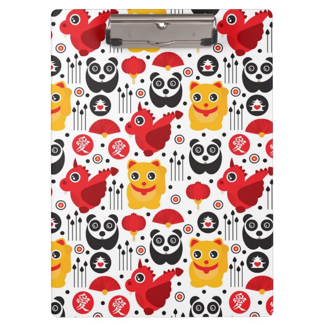 Porte-bloc Chat, dragon, et panda chanceux de la Chine (Devant)