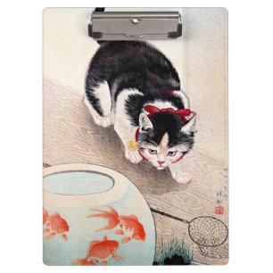 Porte-bloc Chat et bol à poissons rouges