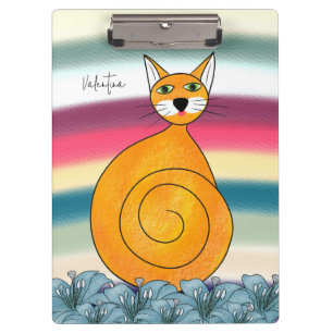 Porte-bloc Chat orange