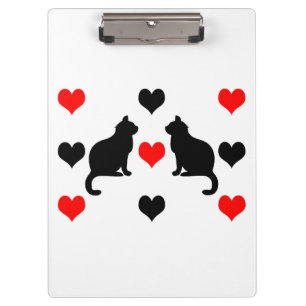 Porte-bloc Chats et motifs de coeur