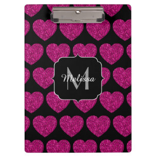 Porte-bloc Chaud coeur rose faux pétille motif Monogramme