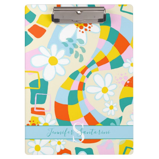 Porte-bloc Cheerful Checks Abstrait Monogrammed Porte - bloc (Devant)