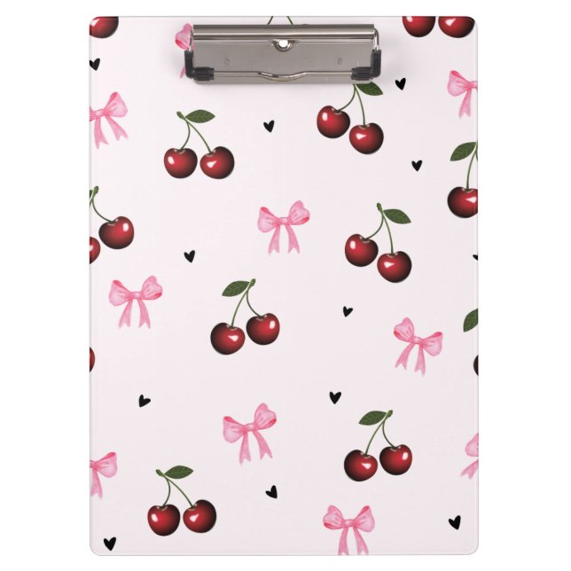 Porte-bloc Cherry & Pink Bows Pattern - Coquette Aesthetic  (Devant)