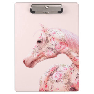 Porte-bloc Cheval à cheval à fleurs roses   Oeuvre esthéti