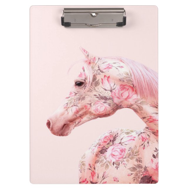 Porte-bloc Cheval à cheval à fleurs roses | Oeuvre esthétique (Devant)