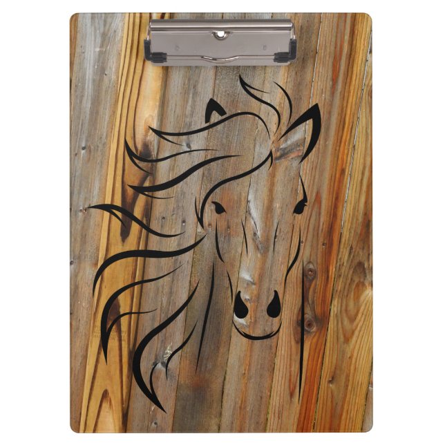 Porte-bloc Cheval rustique sur Porte - bloc de bois (Devant)