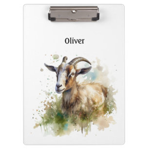 Porte-bloc chèvre dans un vert pâturage aquarelle personnalis