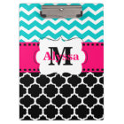 Chevron noir rose turquoise Quatrefoil