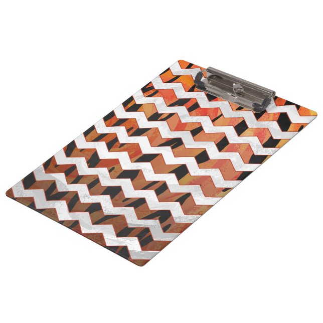 Porte-bloc Chevron Tiger chaud orange et noir (Incliné)