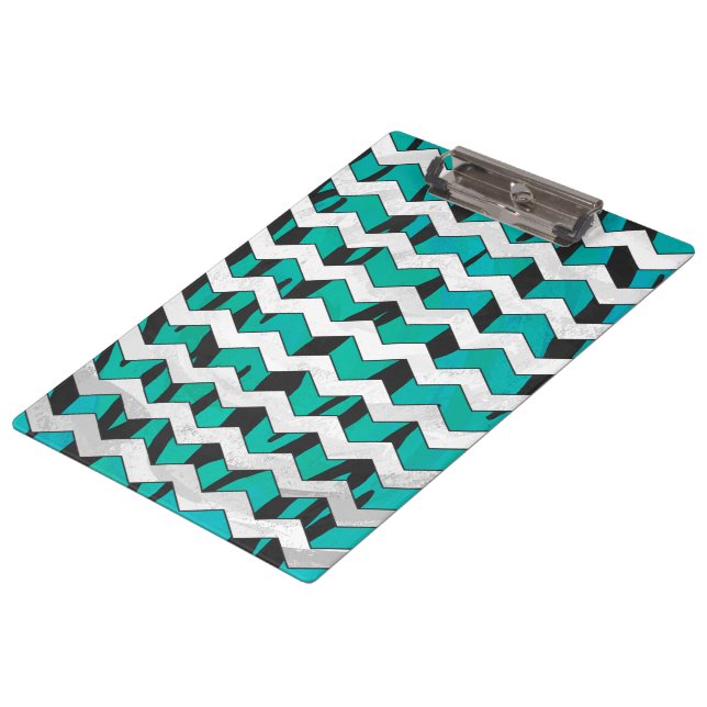 Porte-bloc Chevron Tiger noir et Turquoise (Incliné)