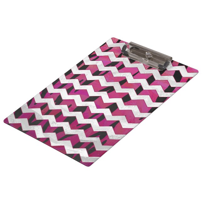 Porte-bloc Chevron Tiger rose chaud et noir (Incliné)