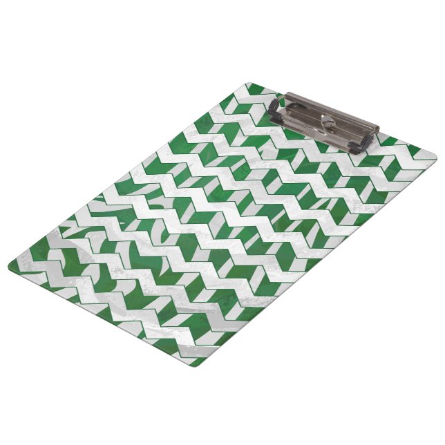 Porte-bloc Chevron Zebra Green et White Print (Incliné)