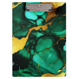 Porte-bloc Chic Elegant vert foncé jaune Faux Marble