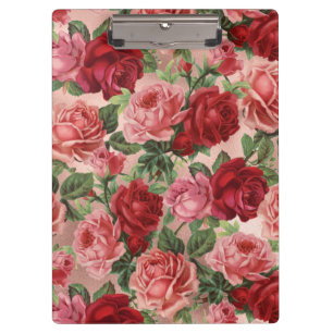 Porte-bloc Chic Elegant Vintage Rose Rouge Roses Floral