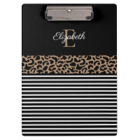 Chic Monogram noir Poster de animal léopard