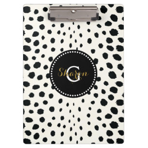 Porte-bloc Chic noir blanc cheetah imprimer motif monogramme
