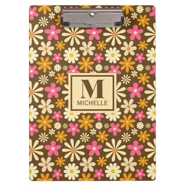 Porte-bloc Chic Retro les années 70 Super Hippie Flower Monog (Devant)