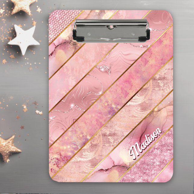 Porte-bloc Chic rose or girly élégante géométrique (Créateur téléchargé)