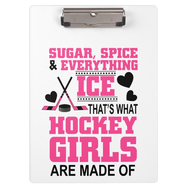 Porte-bloc chic sucre et épices filles hockey sur glace (Devant)