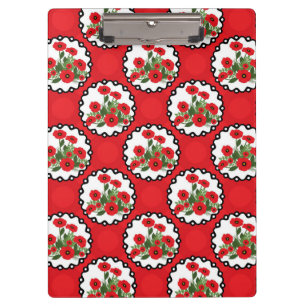 Porte-bloc Chic Usé Rouge, Noir & Blanc Poppies Floral