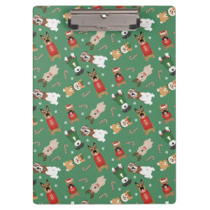 Porte-bloc Chiens de Noël Motif Rouge Vert
