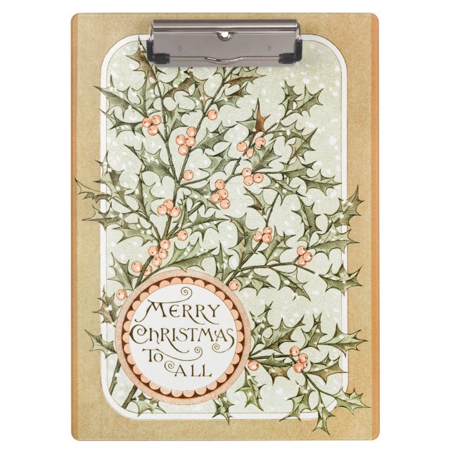 Porte-bloc Christmas Holly Jolie Antique Salutation (Devant)