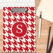 Classic Houndstooth Cherry Rouge & Blanc Monogramm