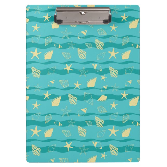 Porte-bloc Coastal Waves & Seashell Pattern (Devant)