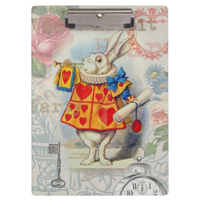 Porte-bloc Coeurs de lapin blanc Alice Classic (Devant)