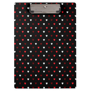 Porte-bloc Coeurs rouge et blanc sur noir