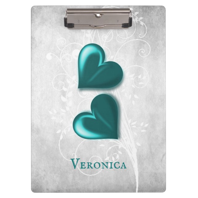 Porte-bloc Coeurs turquoises Porte - bloc personnalisé (Devant)
