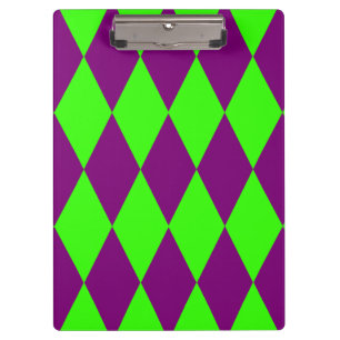Porte-bloc Conception à carreaux Harlequin vert et violet 