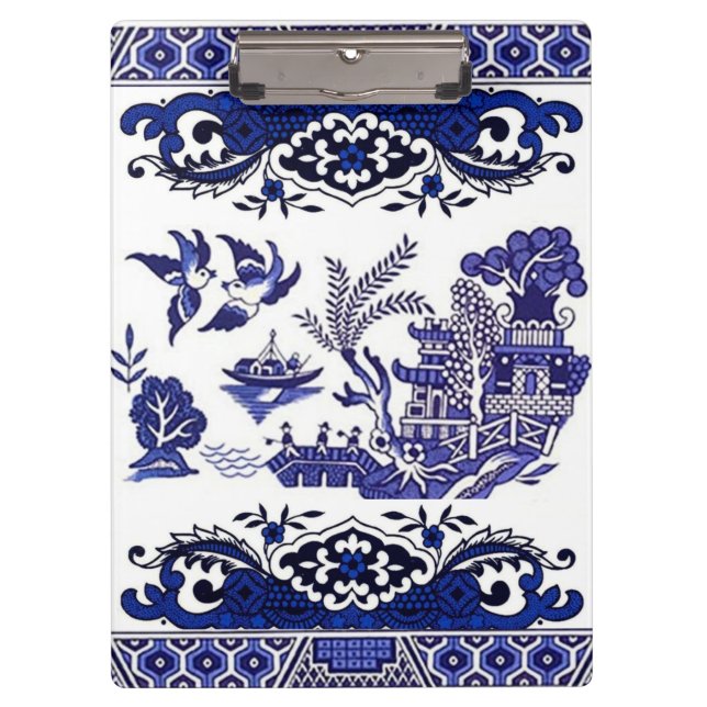 Porte-bloc Conception bleue bleue et blanche de saule de la (Devant)
