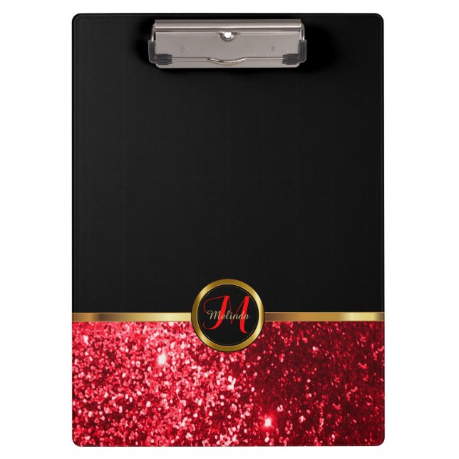 Porte-bloc Conception de Parties scintillant rouge Monogramme (Devant)
