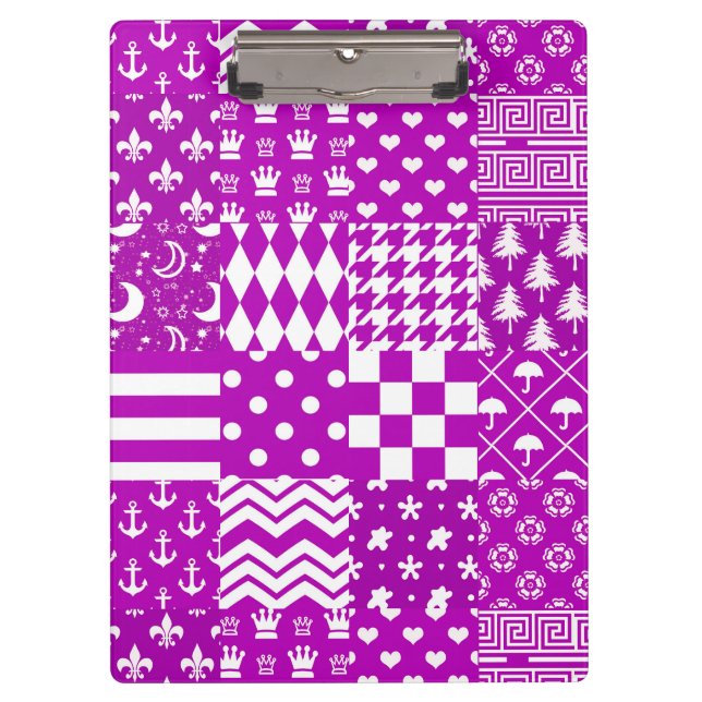 Porte-bloc Conception de Patchwork Motifs mélangés violet bla (Devant)