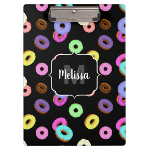 Porte-bloc Cool amusant beignets colorés motif noir Monogramm