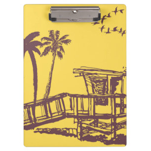 Porte-bloc Cool Vintage Jaune Tropical Beach Croquis