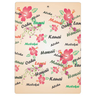 Porte-bloc Copie d'Hawaï Aloha avec des fleurs et des noms