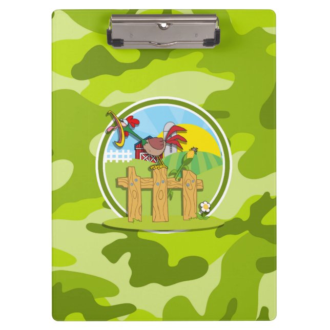 Porte-bloc Coq ; camo vert vif, camouflage (Devant)