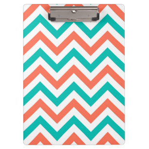 Porte-bloc Coral, Teal, White Large Chevron Zig Zag