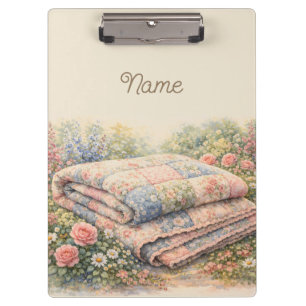 Porte-bloc Cottagecore Courtepoint Fleuri en Patchwork Aquare