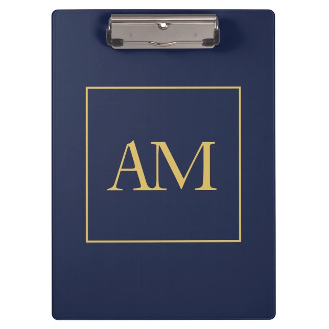 Porte-bloc Couleurs bleu or Monogramme Lettres initiales (Devant)
