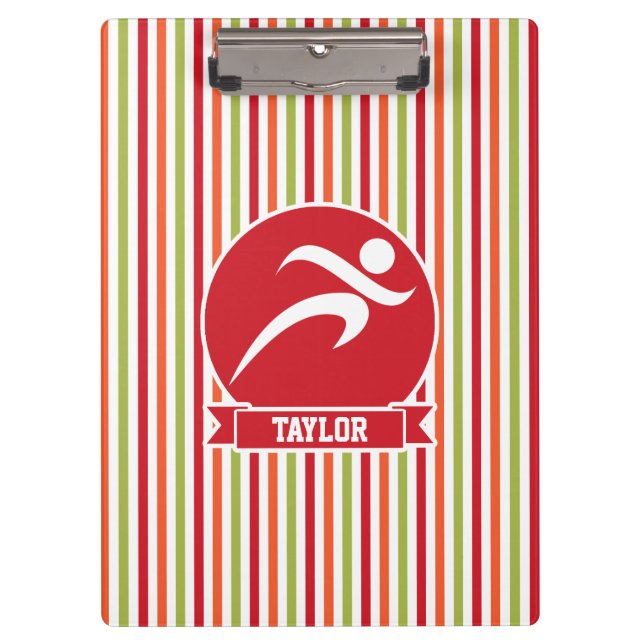Porte-bloc Coureur, Coureur ; Rouge, Vert, Orange (Devant)
