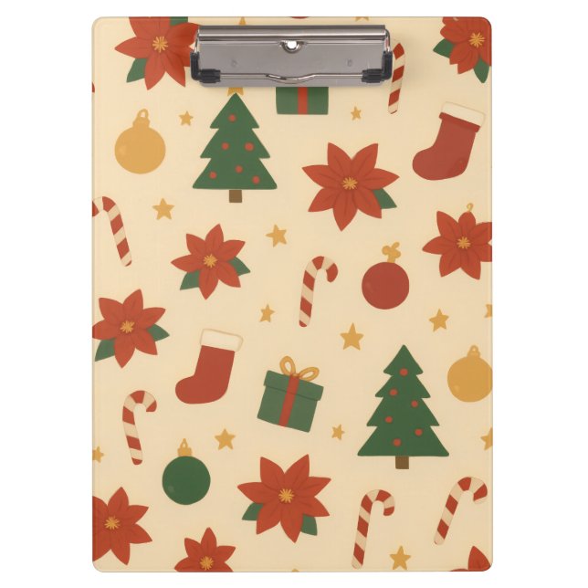 Porte-bloc Cozy Christmas Pattern with Gifts and Trees (Devant)