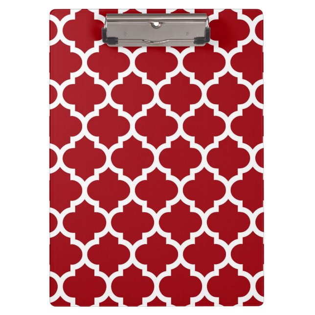 Porte-bloc Cranberry Red White Marocain Quatrefoil Motif #5 (Devant)
