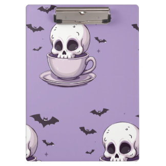Porte-bloc Crâne Pastel Goth dans une tasse à thé